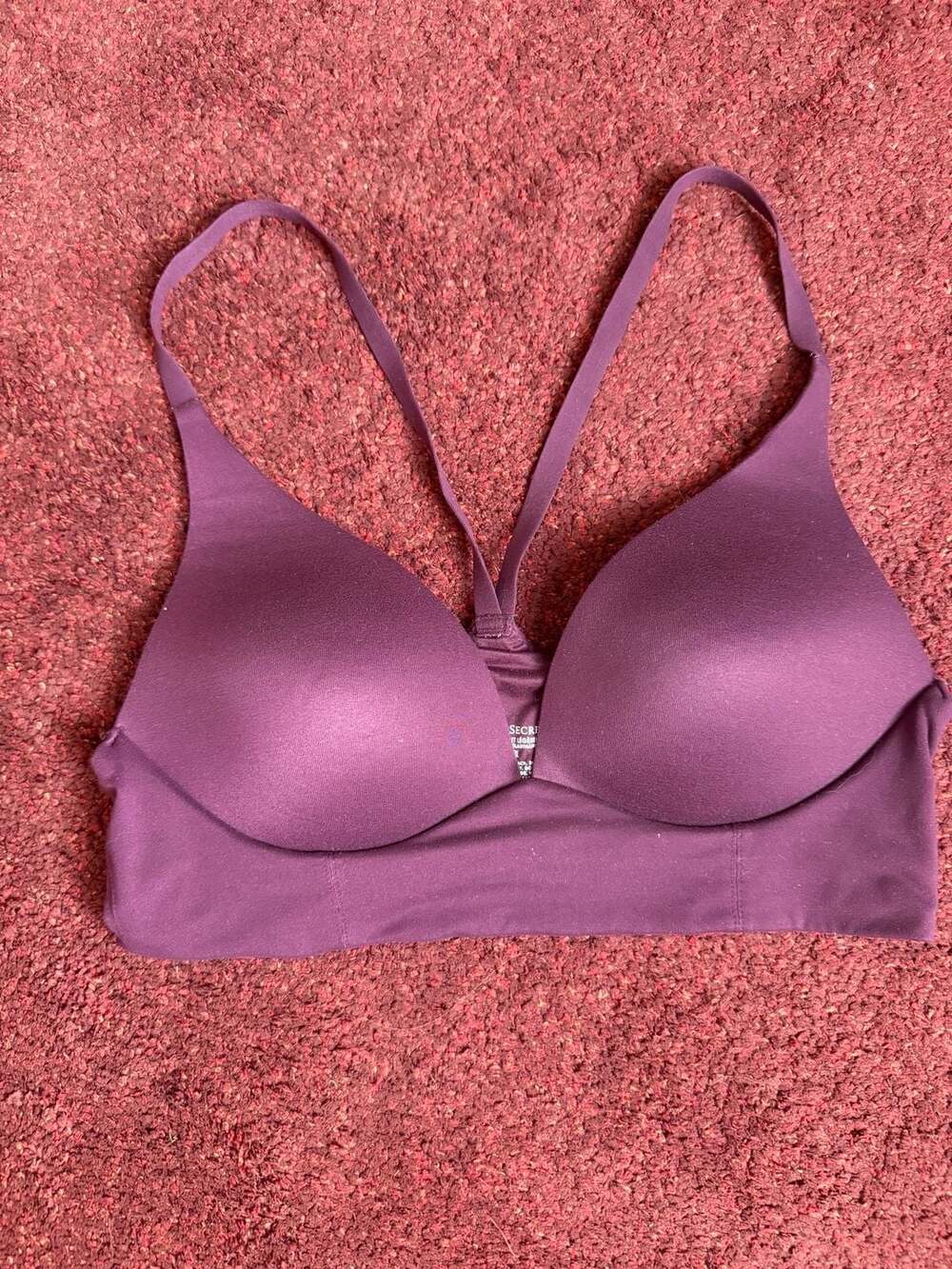 Victoria's Secret Lightly Lined Plunge Racerback Bra Burgundy Wine 34B